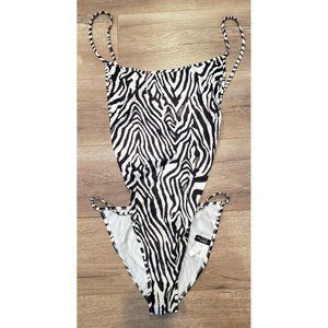 SHEIN Animal Print Skinny Bodysuit SZ L